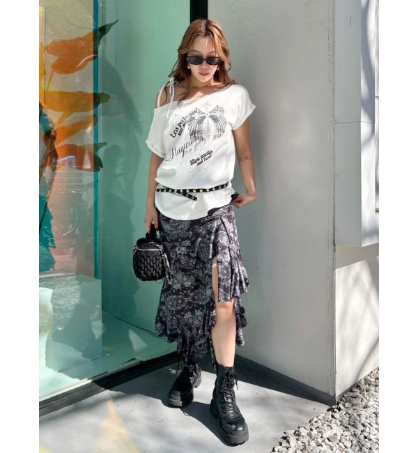EVRIS「モチーフワンショルダーグラフィックトップス」|Tシャツ・カットソー|