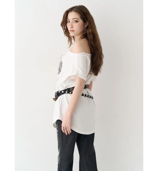 EVRIS「モチーフワンショルダーグラフィックトップス」|Tシャツ・カットソー|