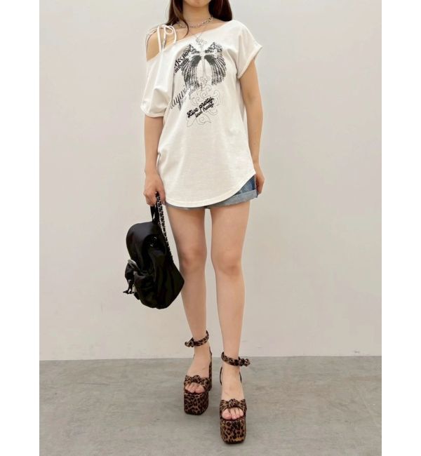 EVRIS「モチーフワンショルダーグラフィックトップス」|Tシャツ・カットソー|