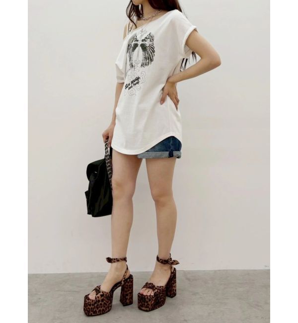 EVRIS「モチーフワンショルダーグラフィックトップス」|Tシャツ・カットソー|