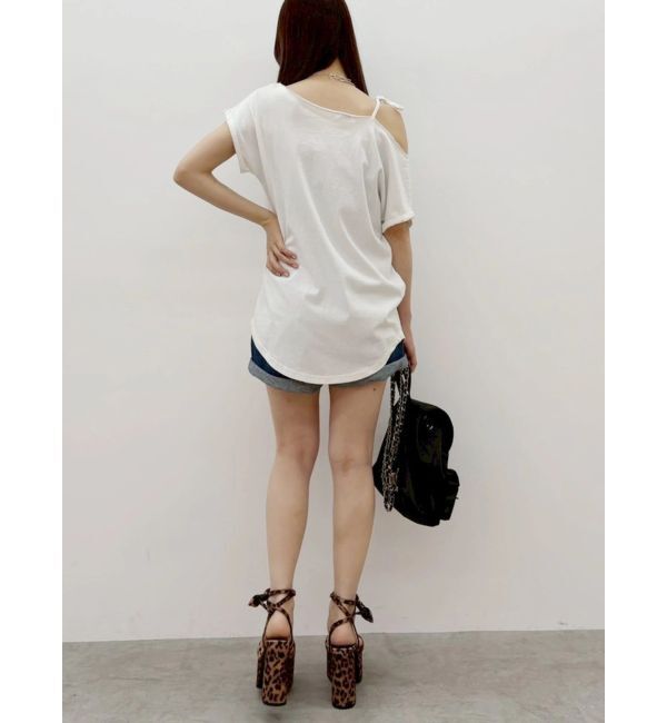 EVRIS「モチーフワンショルダーグラフィックトップス」|Tシャツ・カットソー|