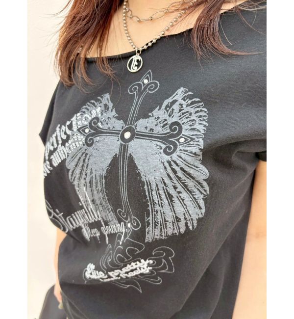 EVRIS「モチーフワンショルダーグラフィックトップス」|Tシャツ・カットソー|