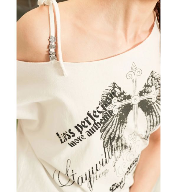 EVRIS「モチーフワンショルダーグラフィックトップス」|Tシャツ・カットソー|