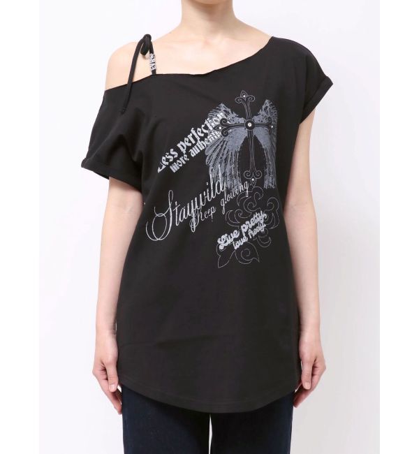 EVRIS「モチーフワンショルダーグラフィックトップス」|Tシャツ・カットソー|