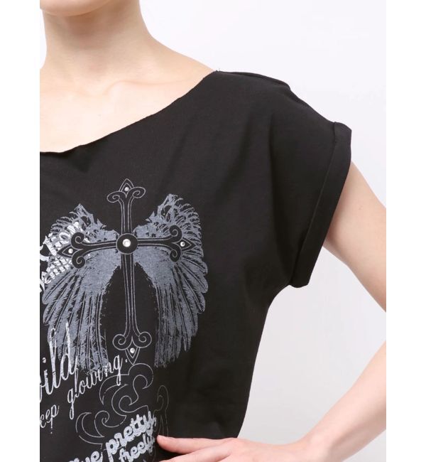 EVRIS「モチーフワンショルダーグラフィックトップス」|Tシャツ・カットソー|
