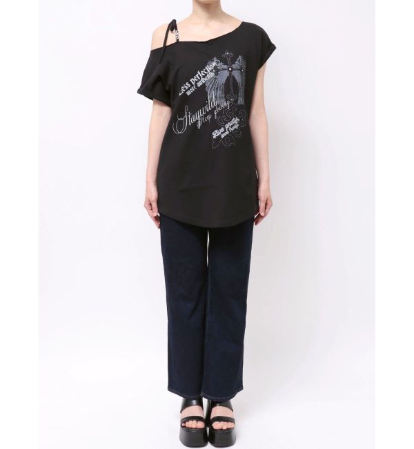 EVRIS「モチーフワンショルダーグラフィックトップス」|Tシャツ・カットソー|