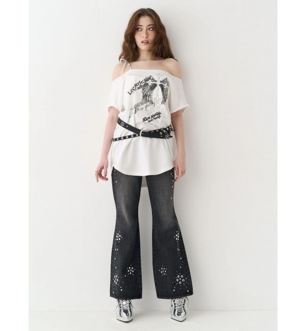 EVRIS「モチーフワンショルダーグラフィックトップス」|Tシャツ・カットソー|