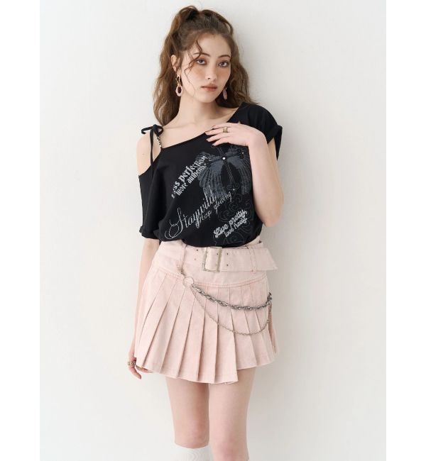 EVRIS「モチーフワンショルダーグラフィックトップス」|Tシャツ・カットソー|