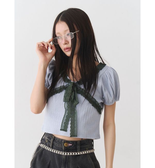 jouetie「レースドッキングパフスリトップス」|Tシャツ・カットソー|