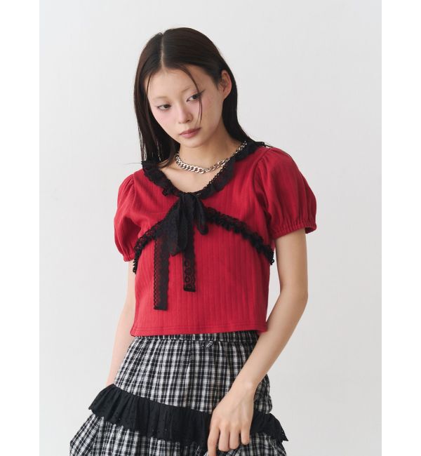 jouetie「レースドッキングパフスリトップス」|Tシャツ・カットソー|