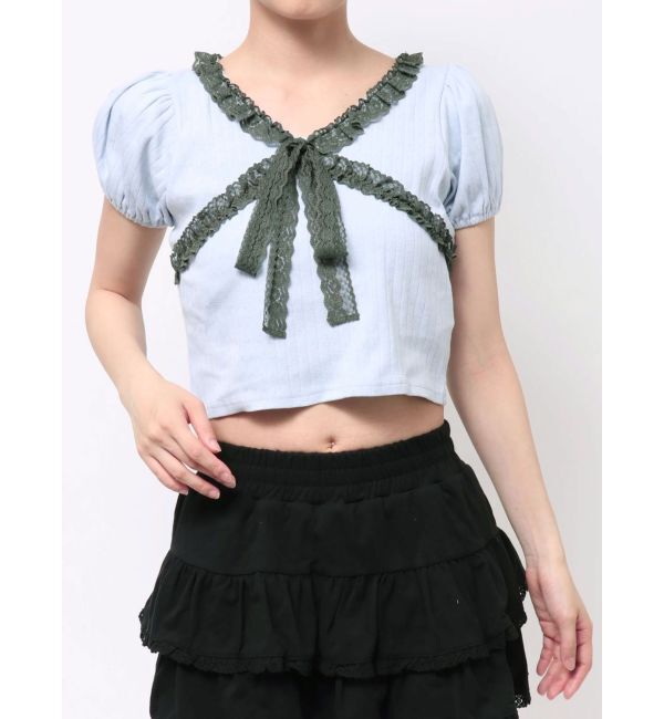 jouetie「レースドッキングパフスリトップス」|Tシャツ・カットソー|