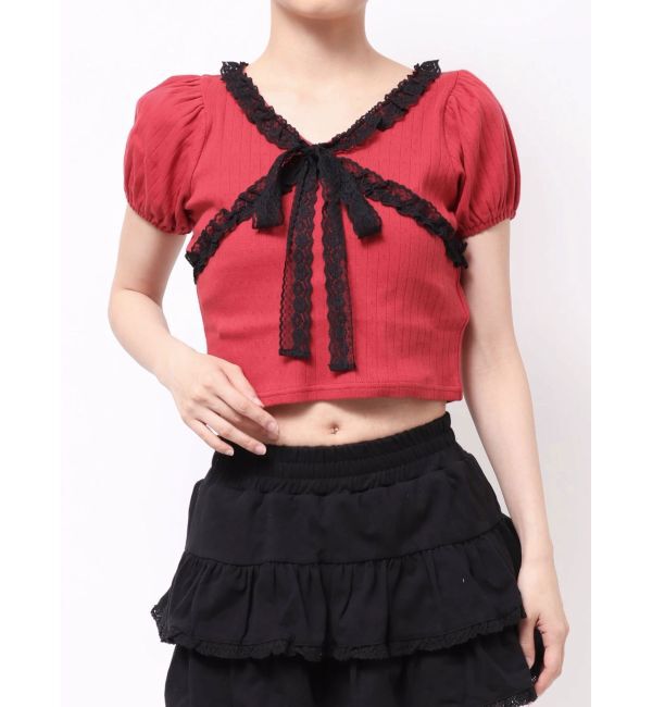 jouetie「レースドッキングパフスリトップス」|Tシャツ・カットソー|