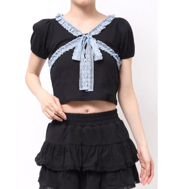jouetie「レースドッキングパフスリトップス」|Tシャツ・カットソー|