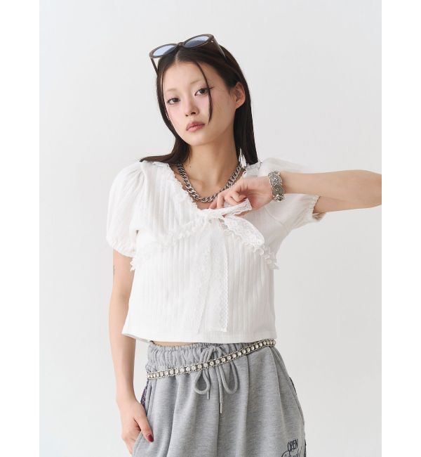 jouetie「レースドッキングパフスリトップス」|Tシャツ・カットソー|