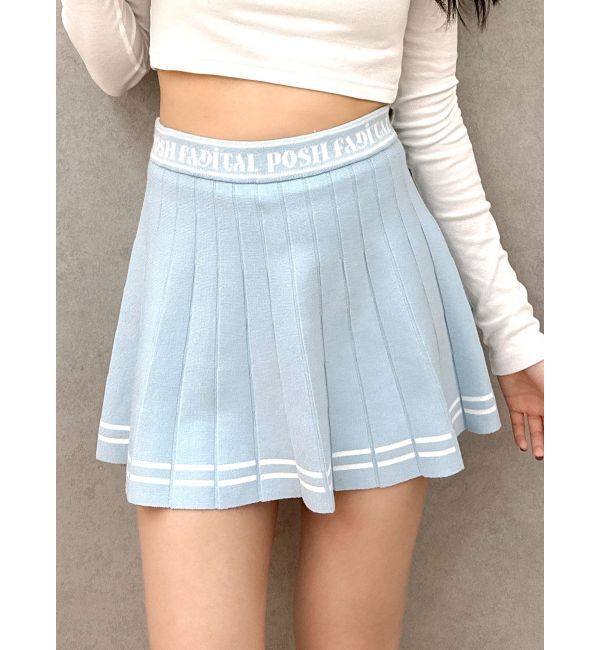 GYDA「GDニットLINEスカートライクショートパンツ」|スカート|スカイブルー
