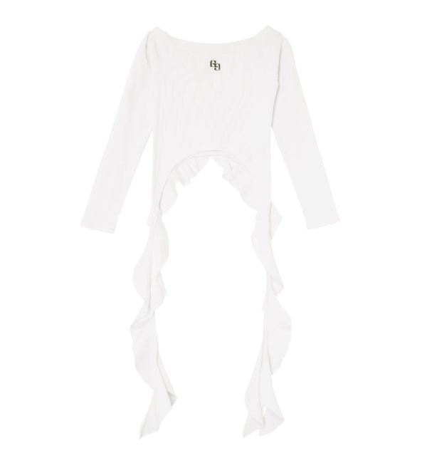 GYDA「GG SIDE DRAPE EDGEオフショルトップス」|Tシャツ・カットソー|