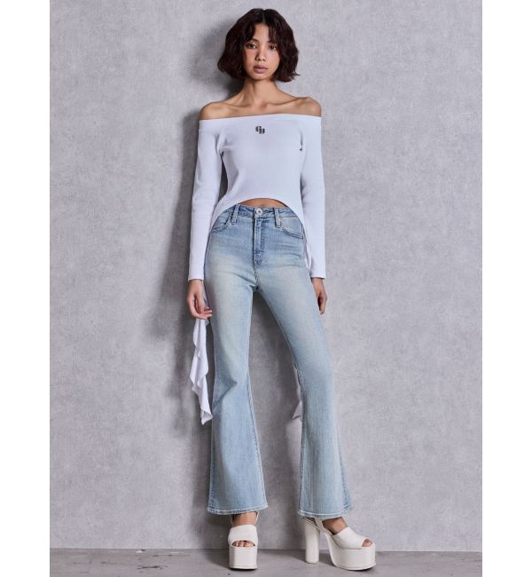 GYDA「GG SIDE DRAPE EDGEオフショルトップス」|Tシャツ・カットソー|