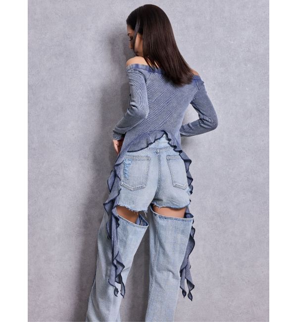 GYDA「GG SIDE DRAPE EDGEオフショルトップス」|Tシャツ・カットソー|