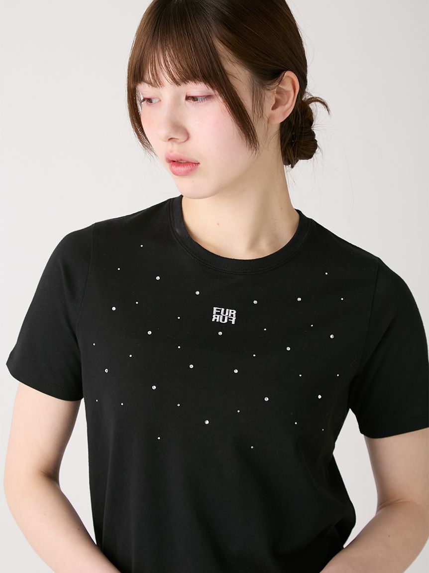 FURFUR「ラインストーンロゴ刺繍Tシャツ」|Tシャツ・カットソー|