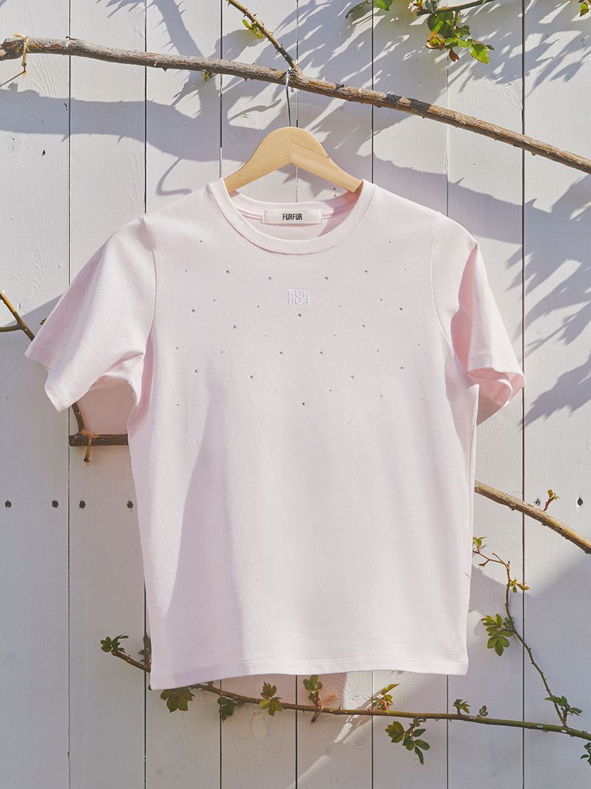 FURFUR「ラインストーンロゴ刺繍Tシャツ」|Tシャツ・カットソー|
