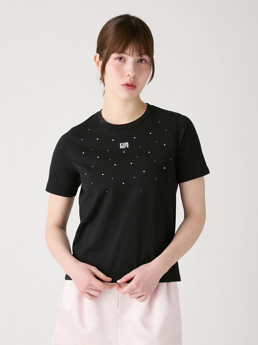 FURFUR「ラインストーンロゴ刺繍Tシャツ」|Tシャツ・カットソー|