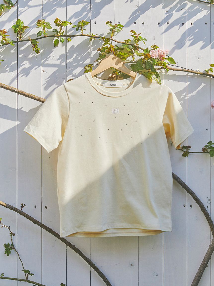 FURFUR「ラインストーンロゴ刺繍Tシャツ」|Tシャツ・カットソー|YEL