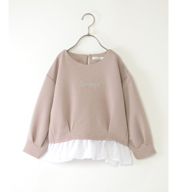 ikka kids「【親子コーデ】リップルタック裾フリルプルオーバー（120~160cm）」|Tシャツ・カットソー|ピンクベージュ