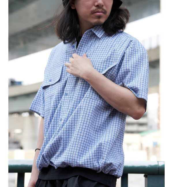 VENCE share style「PLESシアサッカーチェックSSシャツ」|シャツ・ブラウス|ブルー