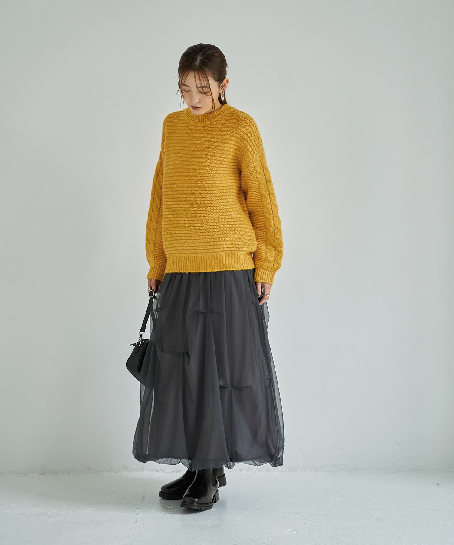 STYLE DELI「袖だけケーブル編みニットプルオーバー」|ニット・セーター|