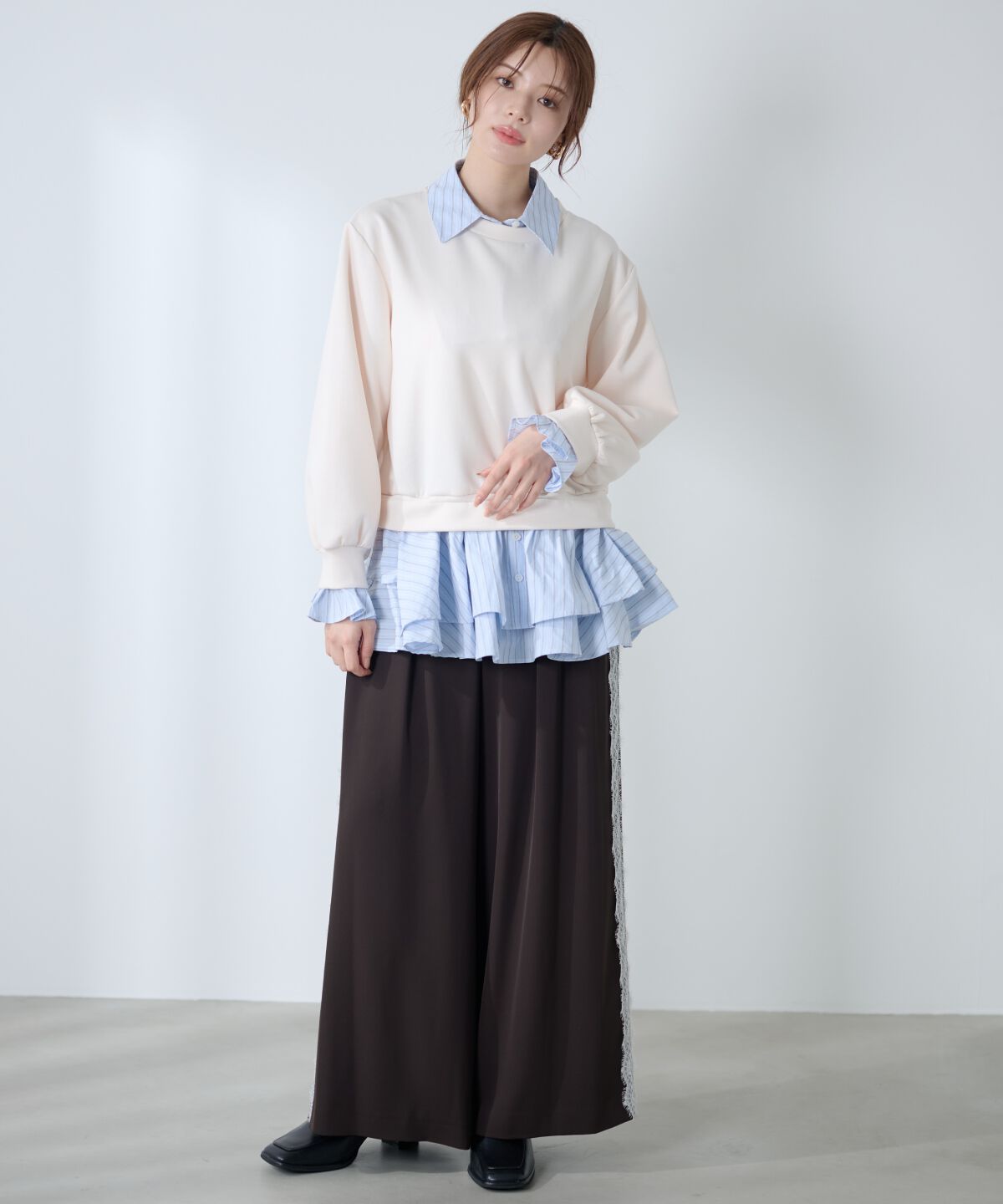 アンドクチュール「サイドレースラインワイドパンツ」|その他|