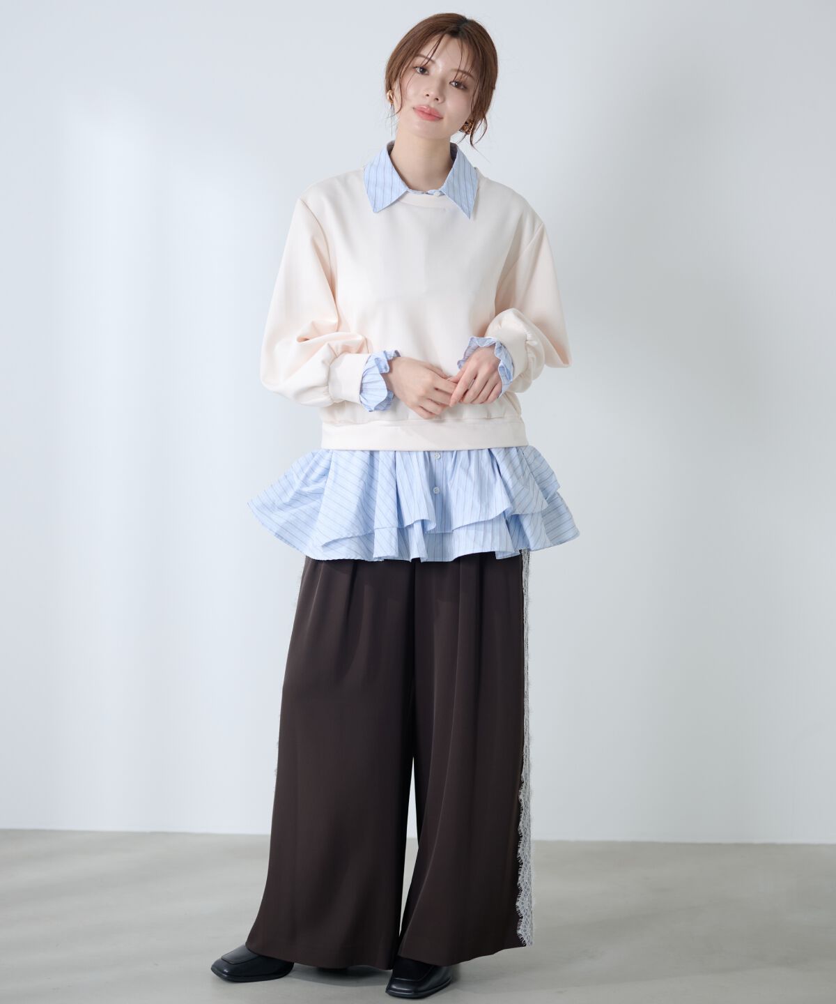 アンドクチュール「サイドレースラインワイドパンツ」|その他|