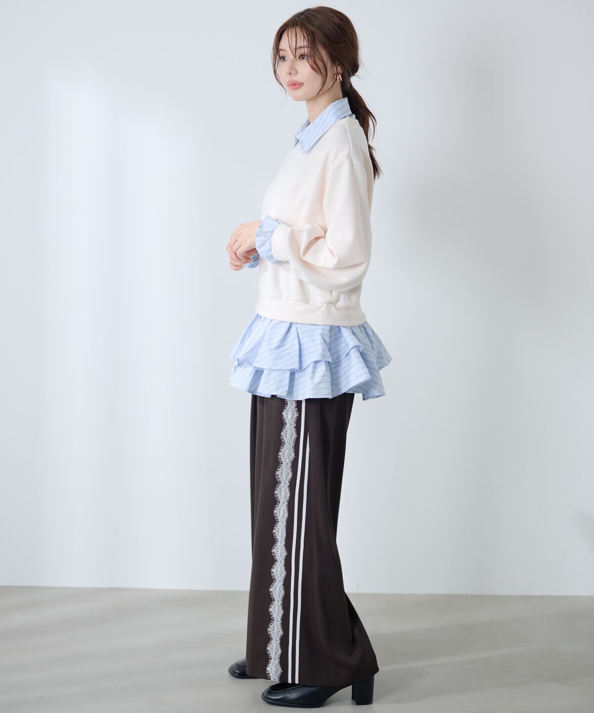 アンドクチュール「サイドレースラインワイドパンツ」|その他|