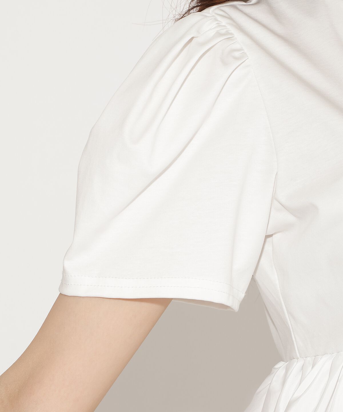 アンドクチュール「異素材ペプラムトップス」|Tシャツ・カットソー|