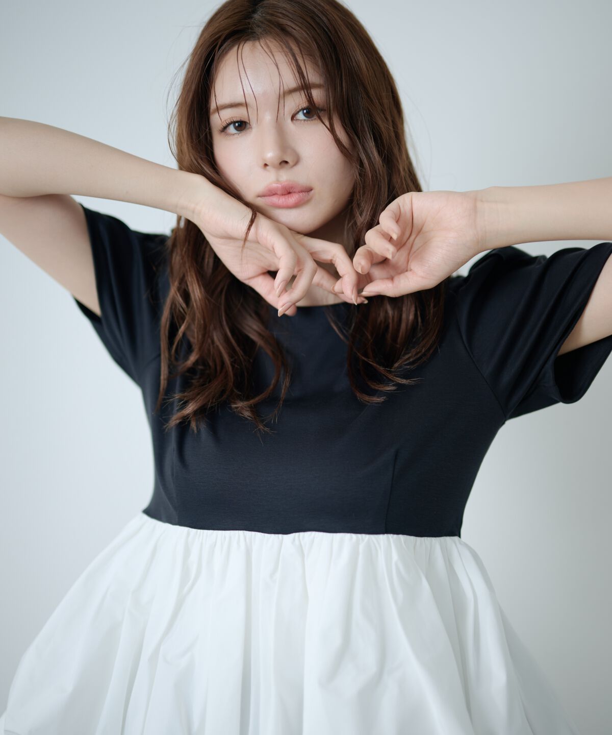 アンドクチュール「異素材ペプラムトップス」|Tシャツ・カットソー|