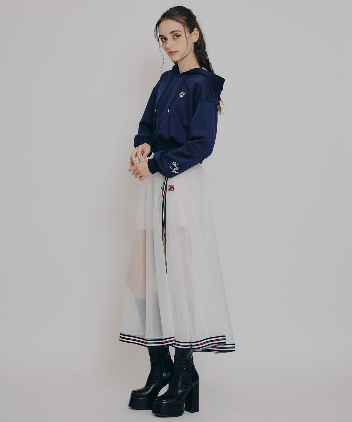 REDYAZEL「[FILA&times;REDYAZEL]ﾁｭｰﾙﾚｲﾔｰﾄﾞｼｮｰﾄﾊﾟﾝﾂ&times;ﾄﾘｺﾛｰﾙﾗｲﾝ 」|フレア|
