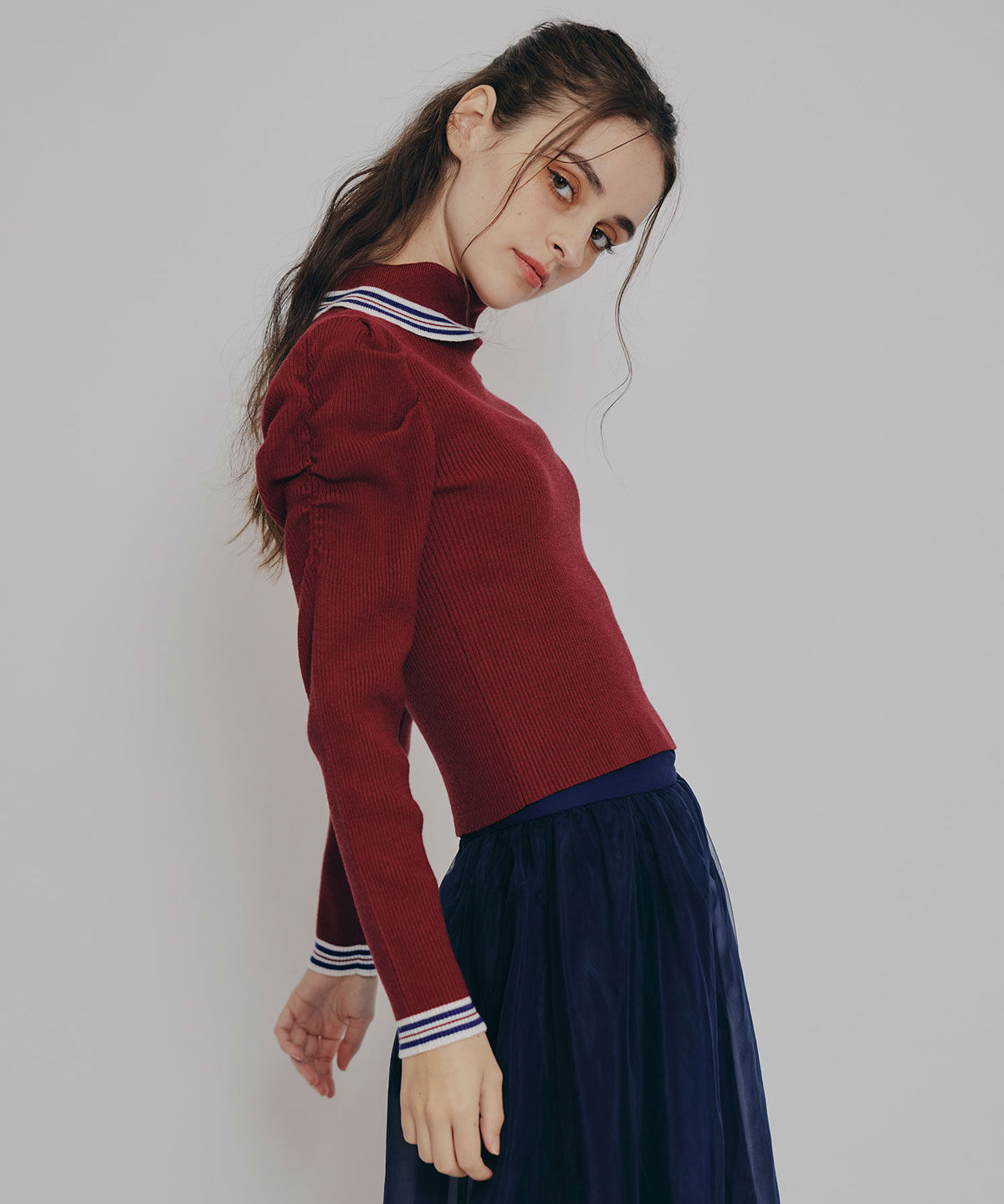 REDYAZEL「［FILA&times;REDYAZEL］ラインタートルニットプルオーバー」|ニット・セーター|