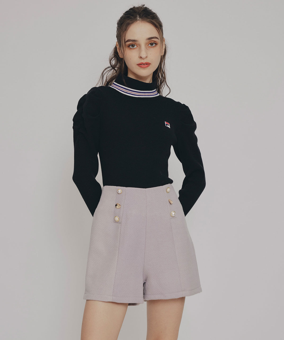 REDYAZEL「［FILA&times;REDYAZEL］ラインタートルニットプルオーバー」|ニット・セーター|