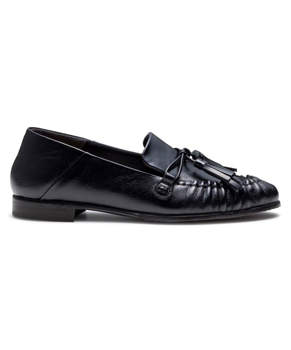 REGAL SHOES「REGAL 【新作】ギャザーフラットモカシン【ヒール15mm】　商品コード：F12SAH」|ローファー|ブラック