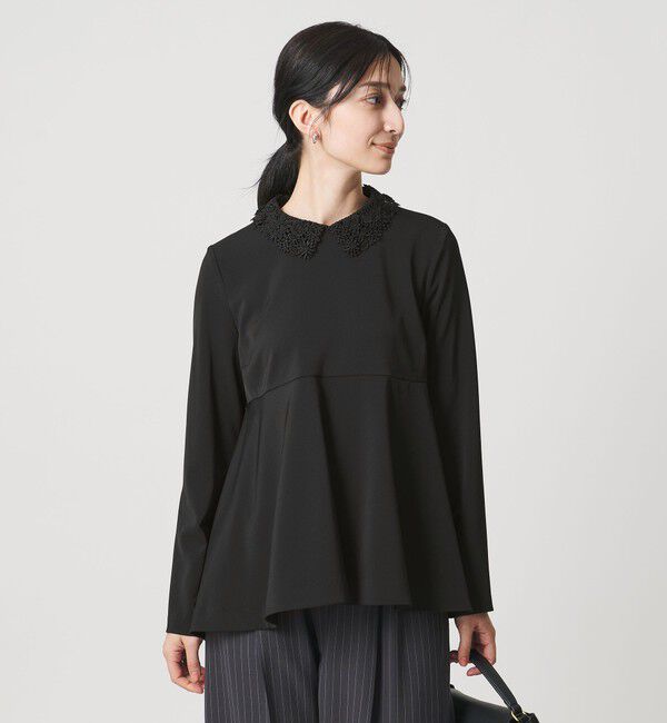 UNITED ARROWS「FEEL CLEAN 2WAY ブラウス ‐防シワ ストレッチ UVカット‐」|シャツ・ブラウス|BLACK