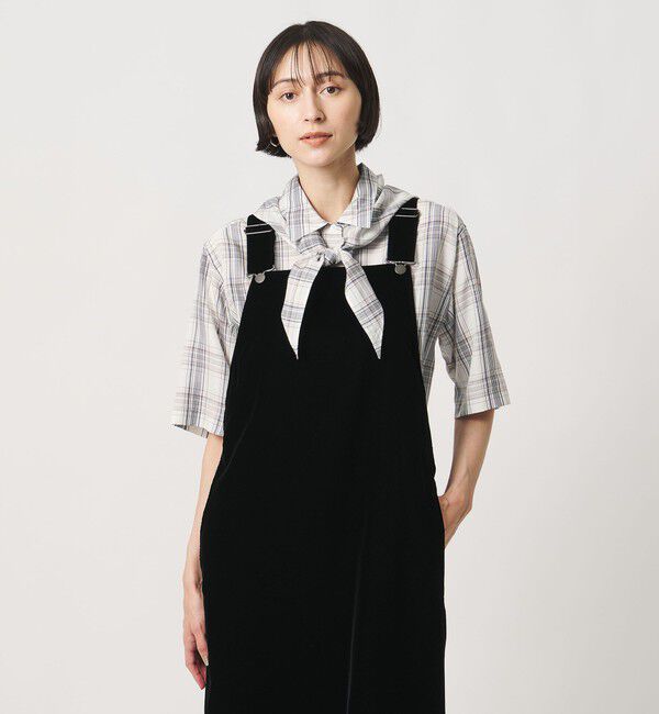 UNITED ARROWS「チェック スカーフ 5分袖 シャツ」|シャツ・ブラウス|