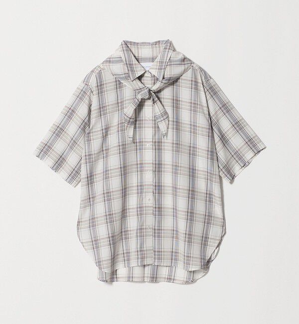 UNITED ARROWS「チェック スカーフ 5分袖 シャツ」|シャツ・ブラウス|