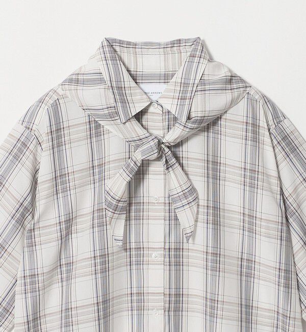 UNITED ARROWS「チェック スカーフ 5分袖 シャツ」|シャツ・ブラウス|
