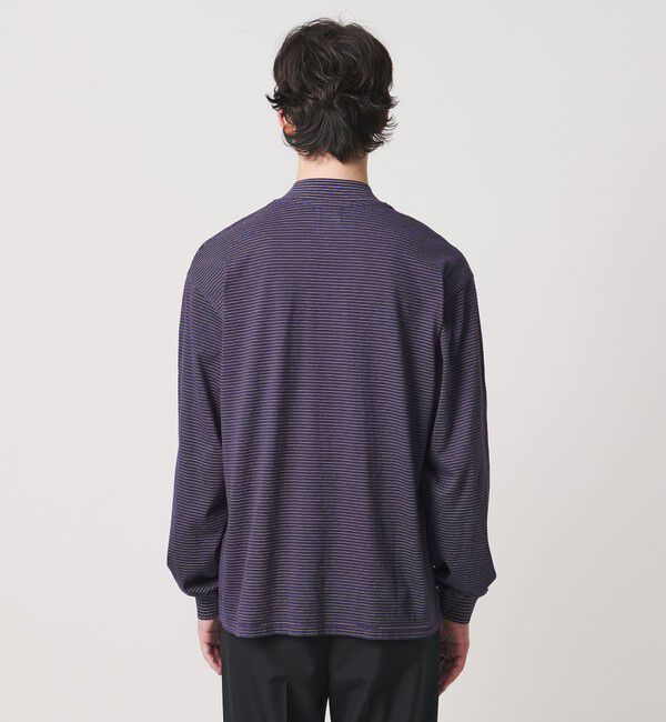 UNITED ARROWS「【別注】＜YONETOMI＞ガーメントダイ モックネック ボーダー Tシャツ」|Tシャツ・カットソー|