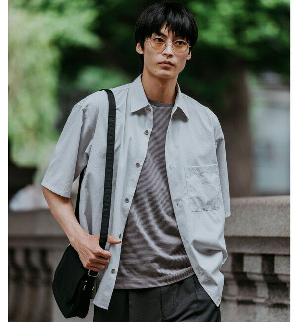 UNITED ARROWS green label relaxing「Dot Air ボックス レギュラーカラー 半袖 シャツ -ストレッチ-」|シャツ・ブラウス|LT.GRAY