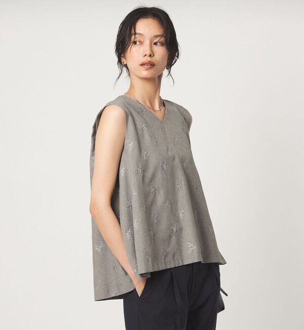 UNITED ARROWS green label relaxing「ラメ エンブロイダリー ノースリーブ ブラウス」|シャツ・ブラウス|