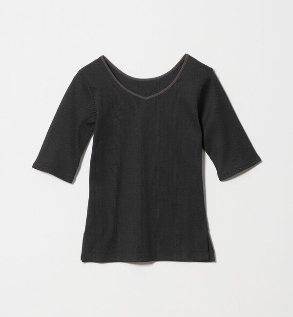 UNITED ARROWS green label relaxing「ブライトリブ 2WAY 5分袖 プルオーバー カットソー」|Tシャツ・カットソー|BLACK