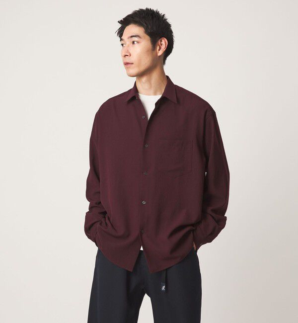 UNITED ARROWS green label relaxing「ワッシャー ポプリン ボックス レギュラー カラー 長袖 シャツ」|シャツ・ブラウス|WINE