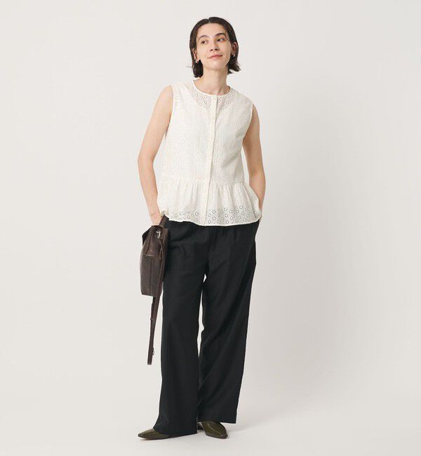BEAUTY&YOUTH UNITED ARROWS「エンブロイダリー ペプラム ノースリーブ チュニック ウォッシャブル」|シャツ・ブラウス|OFF WHITE