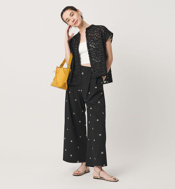 BEAUTY&YOUTH UNITED ARROWS「【WEB限定】シアージャガード バンドカラーフレンチスリーブブラウス ウォッシャブル」|シャツ・ブラウス|