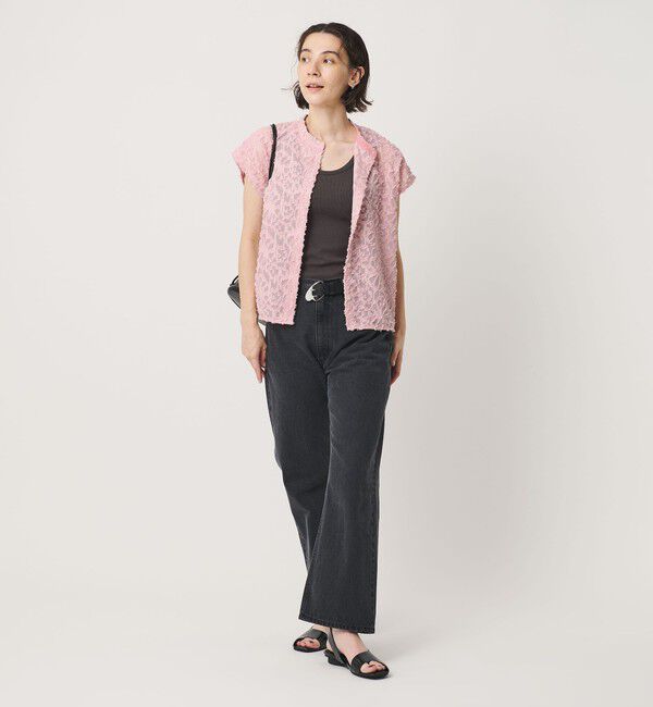 BEAUTY&YOUTH UNITED ARROWS「【WEB限定】シアージャガード バンドカラーフレンチスリーブブラウス ウォッシャブル」|シャツ・ブラウス|